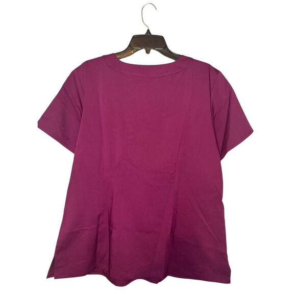 Healing‎ Hands Purple Label Jordan Triple Needle Mock-Wrap Scrub Top 2X Wine - Picture 5 of 9
